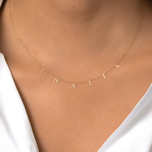 14K Gold Mini Spaced Initial Necklace